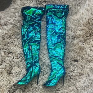 Cape Robbin Julia Sequin Over-the-Knee Stiletto Boots